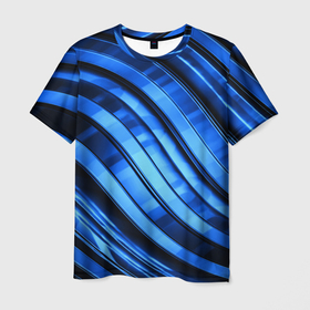 Мужская футболка 3D с принтом Темно синий металлик в Белгороде, 100% полиэфир | прямой крой, круглый вырез горловины, длина до линии бедер | 