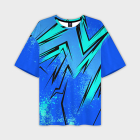 Мужская футболка oversize 3D с принтом Sport uniform   синие брызки в Санкт-Петербурге,  |  | 