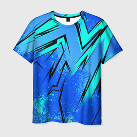 Мужская футболка 3D с принтом Sport uniform   синие брызки в Санкт-Петербурге, 100% полиэфир | прямой крой, круглый вырез горловины, длина до линии бедер | Тематика изображения на принте: 