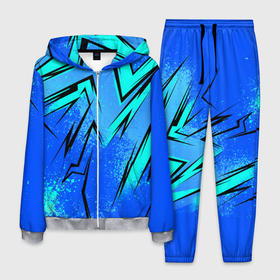 Мужской костюм 3D с принтом Sport uniform   синие брызки в Санкт-Петербурге, 100% полиэстер | Манжеты и пояс оформлены тканевой резинкой, двухслойный капюшон со шнурком для регулировки, карманы спереди | 
