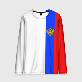 Мужской лонгслив 3D с принтом Цвета России   герб в Петрозаводске, 100% полиэстер | длинные рукава, круглый вырез горловины, полуприлегающий силуэт | 