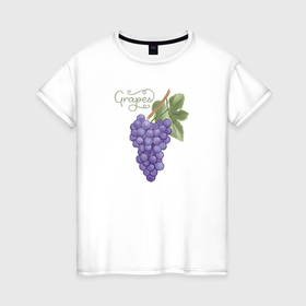 Женская футболка хлопок с принтом Гроздь винограда , 100% хлопок | прямой крой, круглый вырез горловины, длина до линии бедер, слегка спущенное плечо | 