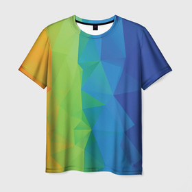 Мужская футболка 3D с принтом Многоцветные многоугольники в Новосибирске, 100% полиэфир | прямой крой, круглый вырез горловины, длина до линии бедер | 