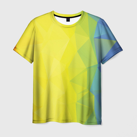 Мужская футболка 3D с принтом Многоцветная полигональная абстракция в Новосибирске, 100% полиэфир | прямой крой, круглый вырез горловины, длина до линии бедер | 