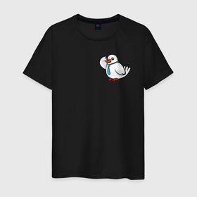 Мужская футболка хлопок с принтом голубь отдаёт приветствие в Санкт-Петербурге, 100% хлопок | прямой крой, круглый вырез горловины, длина до линии бедер, слегка спущенное плечо. | 