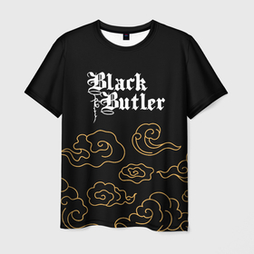 Мужская футболка 3D с принтом Black Butler anime clouds в Кировске, 100% полиэфир | прямой крой, круглый вырез горловины, длина до линии бедер | 