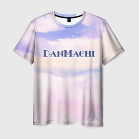 Мужская футболка 3D с принтом DanMachi sky clouds в Курске, 100% полиэфир | прямой крой, круглый вырез горловины, длина до линии бедер | 