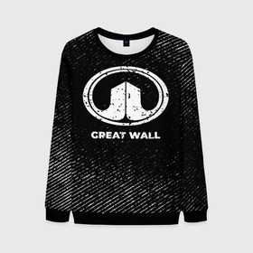 Мужской свитшот 3D с принтом Great Wall с потертостями на темном фоне в Курске, 100% полиэстер с мягким внутренним слоем | круглый вырез горловины, мягкая резинка на манжетах и поясе, свободная посадка по фигуре | 