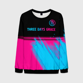 Мужской свитшот 3D с принтом Three Days Grace   neon gradient: символ сверху в Курске, 100% полиэстер с мягким внутренним слоем | круглый вырез горловины, мягкая резинка на манжетах и поясе, свободная посадка по фигуре | 