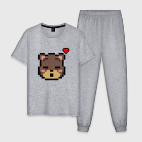 Мужская пижама хлопок с принтом Пиксельный мишка в Тюмени, 100% хлопок | брюки и футболка прямого кроя, без карманов, на брюках мягкая резинка на поясе и по низу штанин
 | 