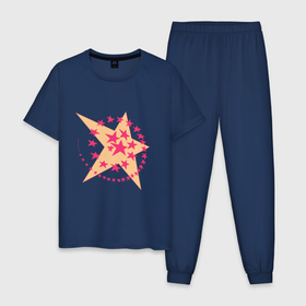 Мужская пижама хлопок с принтом Звездная спираль , 100% хлопок | брюки и футболка прямого кроя, без карманов, на брюках мягкая резинка на поясе и по низу штанин
 | 