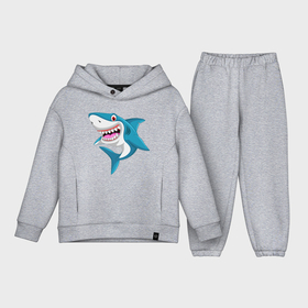 Детский костюм хлопок Oversize с принтом улыбка акулы в Курске,  |  | Тематика изображения на принте: 