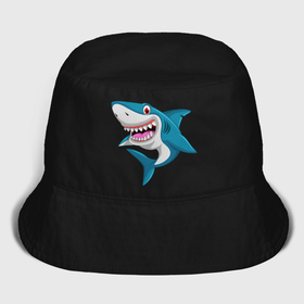 Мужская панама хлопок с принтом улыбка акулы в Курске,  |  | Тематика изображения на принте: 
