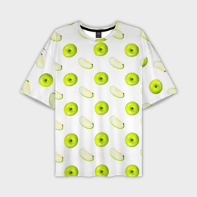 Мужская футболка oversize 3D с принтом Зеленые яблоки в Тюмени,  |  | 
