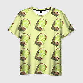 Мужская футболка 3D с принтом Бутерброд с авокадо в Курске, 100% полиэфир | прямой крой, круглый вырез горловины, длина до линии бедер | 