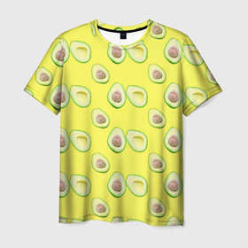 Мужская футболка 3D с принтом Авокадо ягода в Курске, 100% полиэфир | прямой крой, круглый вырез горловины, длина до линии бедер | 