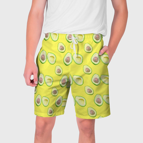 Мужские шорты 3D с принтом Авокадо ягода в Кировске,  полиэстер 100% | прямой крой, два кармана без застежек по бокам. Мягкая трикотажная резинка на поясе, внутри которой широкие завязки. Длина чуть выше колен | 