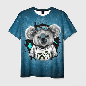 Мужская футболка 3D с принтом Стильная коала в Курске, 100% полиэфир | прямой крой, круглый вырез горловины, длина до линии бедер | 
