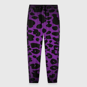 Мужские брюки 3D с принтом Фиолетовый леопард , 100% полиэстер | манжеты по низу, эластичный пояс регулируется шнурком, по бокам два кармана без застежек, внутренняя часть кармана из мелкой сетки | 