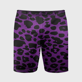 Мужские шорты спортивные с принтом Фиолетовый леопард в Екатеринбурге,  |  | Тематика изображения на принте: 