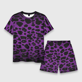 Мужской костюм с шортами 3D с принтом Фиолетовый леопард ,  |  | 