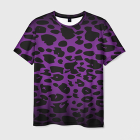 Мужская футболка 3D с принтом Фиолетовый леопард , 100% полиэфир | прямой крой, круглый вырез горловины, длина до линии бедер | 