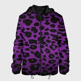 Мужская куртка 3D с принтом Фиолетовый леопард , ткань верха — 100% полиэстер, подклад — флис | прямой крой, подол и капюшон оформлены резинкой с фиксаторами, два кармана без застежек по бокам, один большой потайной карман на груди. Карман на груди застегивается на липучку | 