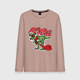 Мужской лонгслив хлопок с принтом Santa t rex gifts в Курске, 100% хлопок |  | Тематика изображения на принте: 