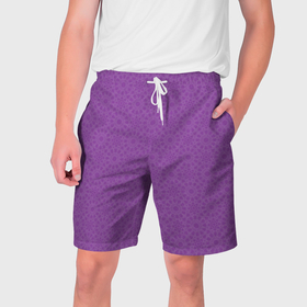 Мужские шорты 3D с принтом Сиреневого цвета с узорами в Курске,  полиэстер 100% | прямой крой, два кармана без застежек по бокам. Мягкая трикотажная резинка на поясе, внутри которой широкие завязки. Длина чуть выше колен | 