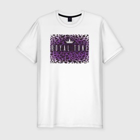 Мужская футболка хлопок Slim с принтом Фиолетовый леопард с короной в Екатеринбурге, 92% хлопок, 8% лайкра | приталенный силуэт, круглый вырез ворота, длина до линии бедра, короткий рукав | Тематика изображения на принте: 