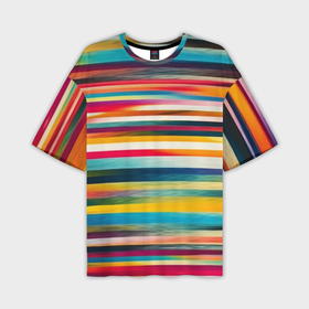 Мужская футболка oversize 3D с принтом Разноцветные горизонтальные полосы в Курске,  |  | 