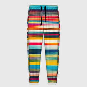 Мужские брюки 3D с принтом Разноцветные горизонтальные полосы в Тюмени, 100% полиэстер | манжеты по низу, эластичный пояс регулируется шнурком, по бокам два кармана без застежек, внутренняя часть кармана из мелкой сетки | 