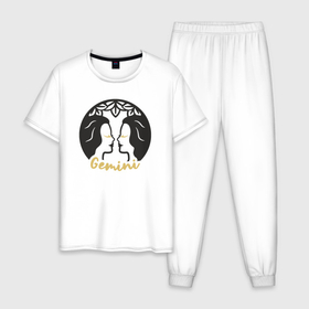 Мужская пижама хлопок с принтом Знак зодиака близнецы в Екатеринбурге, 100% хлопок | брюки и футболка прямого кроя, без карманов, на брюках мягкая резинка на поясе и по низу штанин
 | 