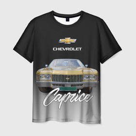 Мужская футболка 3D с принтом Американская машина Chevrolet Caprice 70 х годов , 100% полиэфир | прямой крой, круглый вырез горловины, длина до линии бедер | 