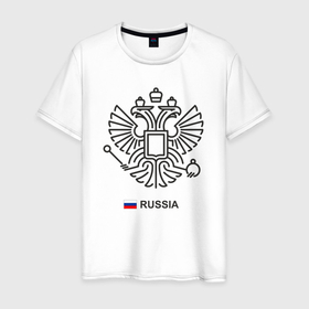 Мужская футболка хлопок с принтом Герб минимализм в Екатеринбурге, 100% хлопок | прямой крой, круглый вырез горловины, длина до линии бедер, слегка спущенное плечо. | 
