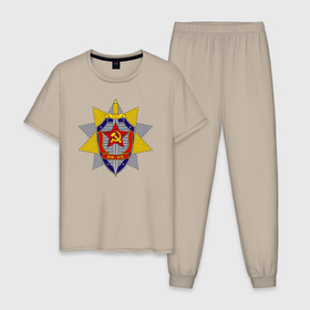 Мужская пижама хлопок с принтом ВЧК КГБ в Белгороде, 100% хлопок | брюки и футболка прямого кроя, без карманов, на брюках мягкая резинка на поясе и по низу штанин
 | 