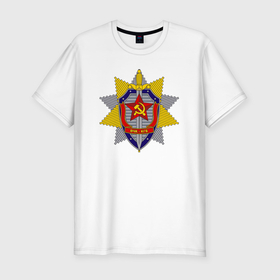 Мужская футболка хлопок Slim с принтом ВЧК КГБ в Санкт-Петербурге, 92% хлопок, 8% лайкра | приталенный силуэт, круглый вырез ворота, длина до линии бедра, короткий рукав | 