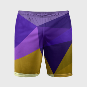 Мужские шорты спортивные с принтом Фиолетово золотые многоугольники в Курске,  |  | 