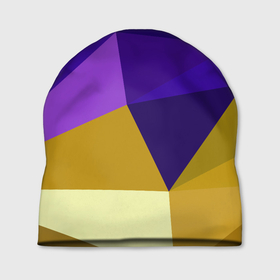 Шапка 3D с принтом Фиолетово золотые многоугольники в Курске, 100% полиэстер | универсальный размер, печать по всей поверхности изделия | 