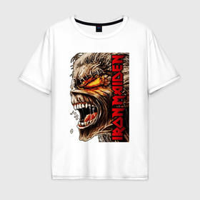 Мужская футболка хлопок Oversize с принтом Iron screaming в Екатеринбурге, 100% хлопок | свободный крой, круглый ворот, “спинка” длиннее передней части | 