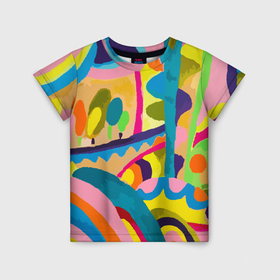 Детская футболка 3D с принтом Rainbow Spring в Петрозаводске, 100% гипоаллергенный полиэфир | прямой крой, круглый вырез горловины, длина до линии бедер, чуть спущенное плечо, ткань немного тянется | 