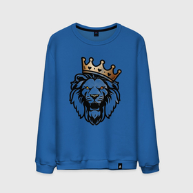 Мужской свитшот хлопок с принтом Грозный лев в короне в Санкт-Петербурге, 100% хлопок |  | 
