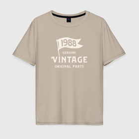 Мужская футболка хлопок Oversize с принтом 1988 подлинный винтаж   оригинальные детали в Санкт-Петербурге, 100% хлопок | свободный крой, круглый ворот, “спинка” длиннее передней части | 