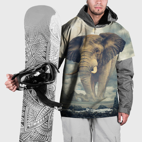 Накидка на куртку 3D с принтом Гигантский слон в Кировске, 100% полиэстер |  | 
