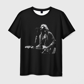 Мужская футболка 3D с принтом Курт Кобейн с гитарой в Белгороде, 100% полиэфир | прямой крой, круглый вырез горловины, длина до линии бедер | 