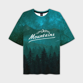 Мужская футболка oversize 3D с принтом ночь в горах ,  |  | 