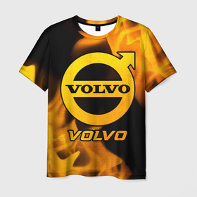 Мужская футболка 3D с принтом Volvo   gold gradient , 100% полиэфир | прямой крой, круглый вырез горловины, длина до линии бедер | 