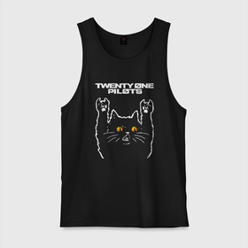 Мужская майка хлопок с принтом Twenty One Pilots rock cat , 100% хлопок |  | Тематика изображения на принте: 