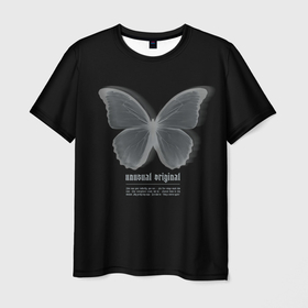 Мужская футболка 3D с принтом Butterfly unusualy original в Петрозаводске, 100% полиэфир | прямой крой, круглый вырез горловины, длина до линии бедер | 