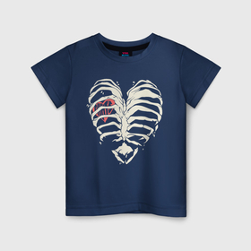 Светящаяся детская футболка с принтом White ribs with a heart inside в Новосибирске,  |  | 